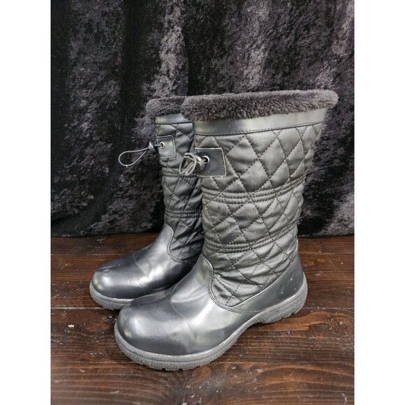 Totes Womens Faux-Fur Lined Quilted Winter Boots Size 8 - Picture 1 of 9